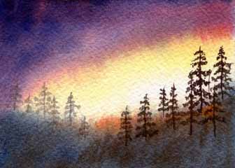 "Colorado Sunrise" by Lee Lovett, DeForest, WI - Watercolor